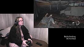 Naked brunette bbw with tattoos and piercings plays Last of Us 2, flaunting her fat ass and natural tits!