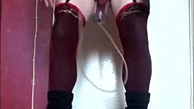 Bisexual crossdresser Mark Wright bends over, drinks piss, begs for assfuck