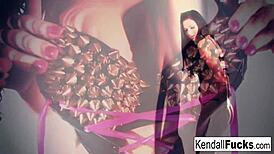 Kendall teases nude, masturbating her pussy with fetish touches.