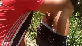 After São Paulo football, macho guy sucked and got pounded on the trail - full red