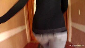 Blonde babe rides cock with small tits quivering