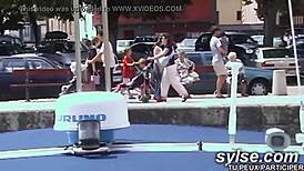 lesbian milf and teen in sauna