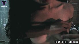 this pretty curly girl is tied up, masturbating her natural tits 😘