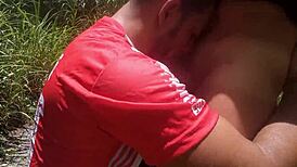 After São Paulo football, macho guy sucked and got pounded on the trail - full red