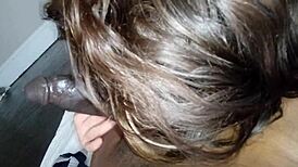 Dark dick sucking under midnight moonlight with granny.