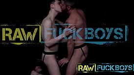 Twink barebacks muscular hunk bottom.