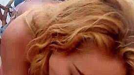 Blonde Teen Sucks Hard in Homemade Clip