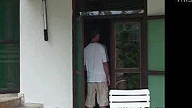 I freed the area for the pool cleaner to handle the brunette teen's natural features.