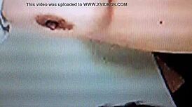 Hidden couple has close-up sex on bed