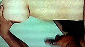 Hidden couple has close-up sex on bed