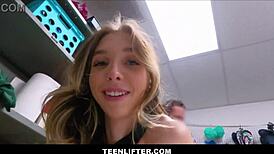 Teenlifter - Skinny Big Tits Petite Teen Strip Searched by Rusty Nails