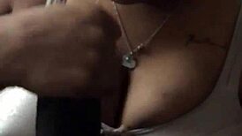 Busty toppy gives a deepthroat to big black cock