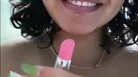 i watch the bbw latina use lipstick on her pussy till orgasm