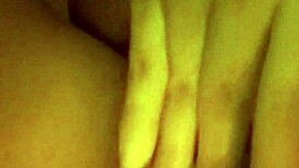 Horny petite latina slut masturbates close-up, fingering her shaved pussy until she cums hard.