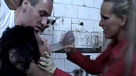 the evil nurse seduces the patient with stockings and rough anal threesome