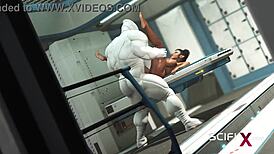 Busty Ebony Teen 18+ Enjoys Hard Anal with Sex Robot in Medbay