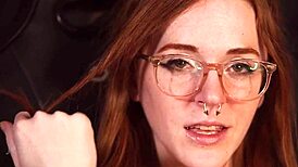 Hot Redhead Gives Intimate Jerk Off Instructions with Teasing and Piercing.