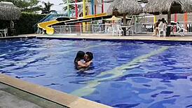 Pool Day Turns Hot With Neighbor Kissing