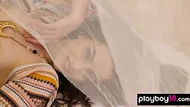 Petite Skinny Babe Strips Naked