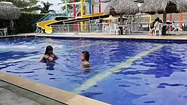 Pool Day Turns Hot With Neighbor Kissing