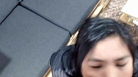 Latina Venus sucks cock deepthroat homemade