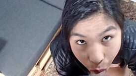 Latina Venus sucks cock deepthroat homemade