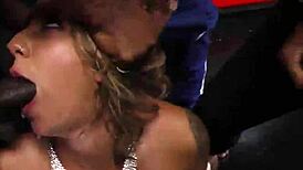 Blonde bitch gets blacked and gangbanged hard