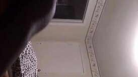 Ebony wife gives husband blowjob before ass fucking