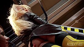 Off-duty lesbian firefighters relax