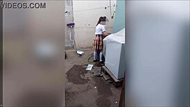 Wow, caught my cute stepdaughter washing her sexy lingerie!