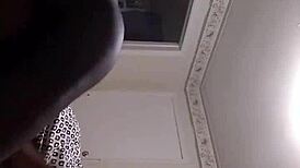 Ebony wife gives husband blowjob before ass fucking