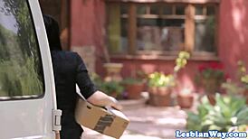 Lesbian Beauty Takes Strapon from Tattooed Girlfriend