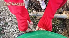 best handjob in risky outdoor setting