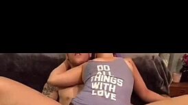 Teen girlfriend tries anal on the sofa