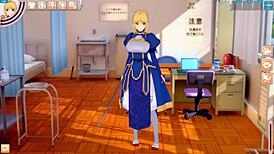 Watch Fate's Altria Pendragon get her big tits rubbed in this 3DCG hentai?