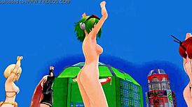 I watch futanari girl dance with support group in anime