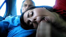 Bride in wedding roleplay sucks old man's hard cock deeply