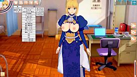 Watch Fate's Altria Pendragon get her big tits rubbed in this 3DCG hentai?