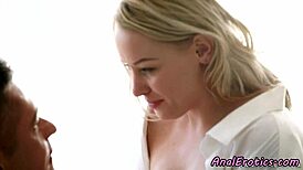 Watch this euro babe suck cock, ride in cowgirl, and get anal jizzed on?