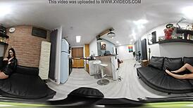 Lauren poses in black leather skirt and heels