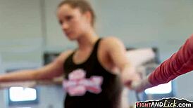 sexy lesbians wrestle and dive into wet pussies