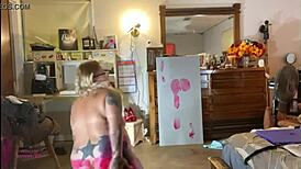 painted in red starring sally omalley with body painting