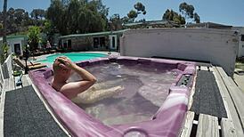 Wow! Dayanara strips bare in a steamy hot tub session!