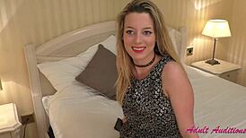 cute european secretary in casting audition