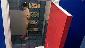 I spy my cam slut friend showering and stripping at work, oh gosh!