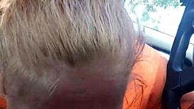 Curious about this street whore giving a car blowjob outdoors?