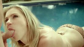 Best babe gives happy blowjob, swallows cumshot passionately