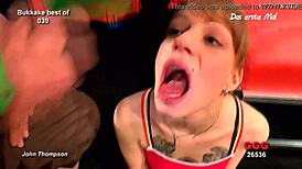 Intenses Bukkake-Vergnügen in der geilsten Sperma-Sammlung spüren