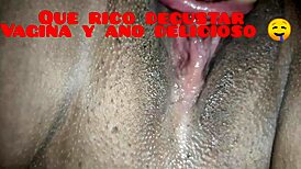 Licking my Ecuadorian wife's big ass and pussy in doggystyle.