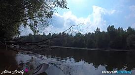 we got noticed during risky outdoor fuck by river with alisa lovely